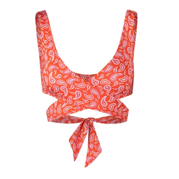 Verdelimon Calico Bikini Top Red Paisley size M - Picture 1 of 8